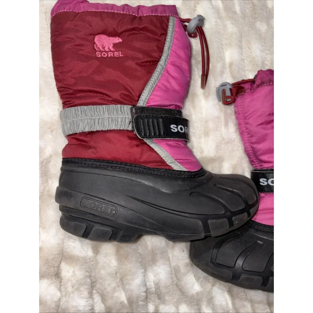 Sorel Flurry Waterproof Winter Snow Boots Pink Red NY1810-660 Girl Youth Size 13